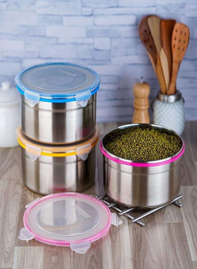 STEELLOCK حاويات ستيللوك محكمة الإغلاق من الفولاذ المقاوم للصدأ مع غطاء | مانعة للتسرب، خالية من مادة BPA، متينة لتخزين الطعام في المطبخ | حاويات متعددة الاستخدامات لتخزين الطعام في المطبخ | SL-1602 - طقم من قطعتين، سعة كل منهما 3000 مل، لون وردي - Image 2